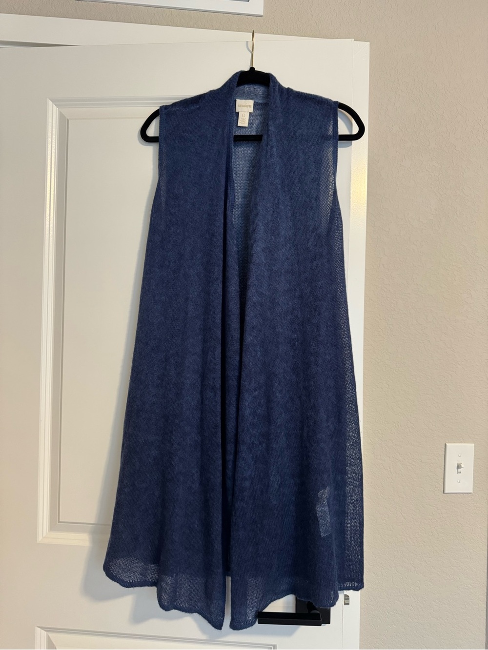 Chico's Navy Sleeveless Open-Front Long Vest